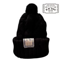 THE H.W.DOG&CO BIG CABLE KNIT CAP  BLACK 