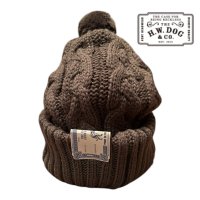 THE H.W.DOG&CO BIG CABLE KNIT CAP  BROWN