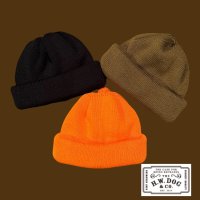 THE H.W.DOG&CO 3ROLL KNIT CAP  BLACK  ORANGE BROWN