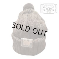 THE H.W.DOG&CO BIG CABLE KNIT CAP  BROWN