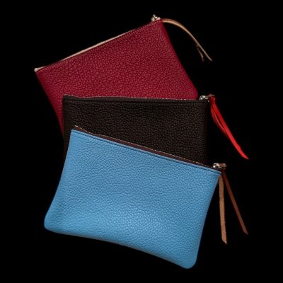 画像1: ITUAIS(イトゥアイス）qualquer coisa pouch  コケコイザポーチ　　Taurillon Lagun (トリオンラグーン）