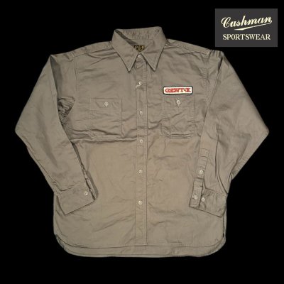 画像1: CUSHMAN  クッシュマンCOTTN SATIN WORK SHIRT　グレー