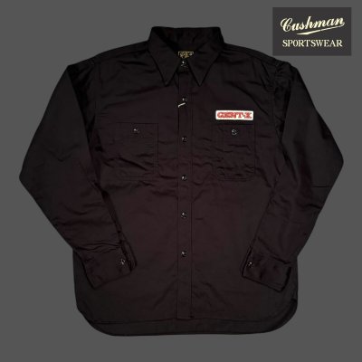 画像1: CUSHMAN  クッシュマンCOTTN SATIN WORK SHIRT　ブラック