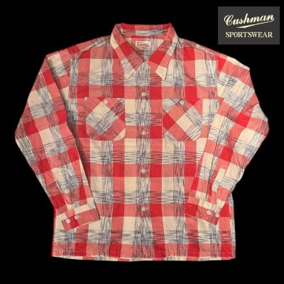 画像1: CUSHMAN 　クッシュマン　KASURI OPEN COLLAR SHIRTS  RED