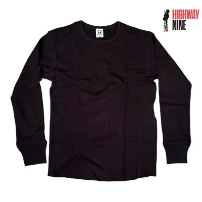 画像1: HIGHWAY NINE　ハイウェイナイン　C-NECK ハニカムサーマルL/S　Tee　ＢＬＡＣＫ　ブラック