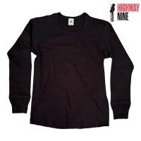 HIGHWAY NINE　ハイウェイナイン　U-NECK ハニカムサーマルL/S　Tee　ＢＬＡＣＫ　ブラック