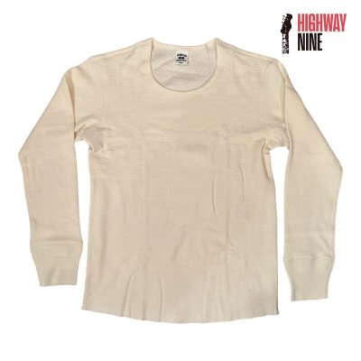 画像1: HIGHWAY NINE　ハイウェイナイン　U-NECK ハニカムサーマルL/S　Tee　NATURAL　ナチュラル