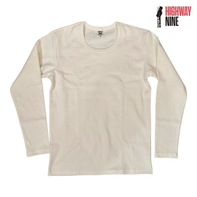 画像1: HIGHWAY NINE　ハイウェイナイン　U-NECK RIB　L/S　Tee　WHITE