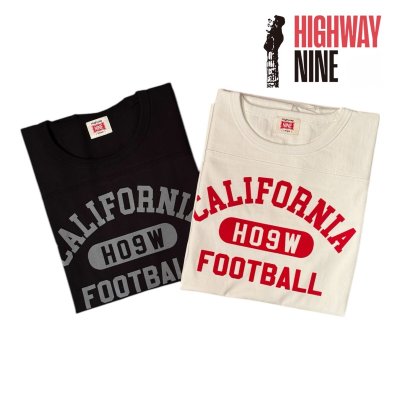 画像1: HIGHWAY NINE　ハイウェイナイン　 10/-TENJIKU ROUGH FIT FOOT BALL PRINT TEE　CALIFORNIA　WHITEホワイト/BLACKブラック