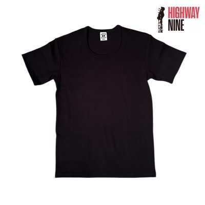 画像1: HIGHWAY NINE　ハイウェイナイン　U-NECK RIB　S/S　Tee　BLACK