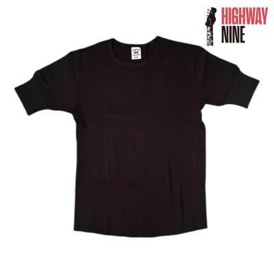 画像1: HIGHWAY NINE　ハイウェイナイン　C-NECK ハニカムサーマルS/S　Tee　BLACK ブラック