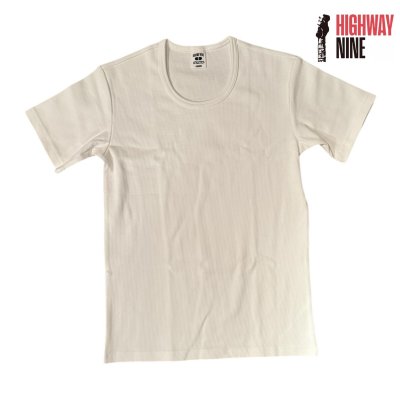 画像1: HIGHWAY NINE　ハイウェイナイン　U-NECK RIB　S/S　Tee　WHITE