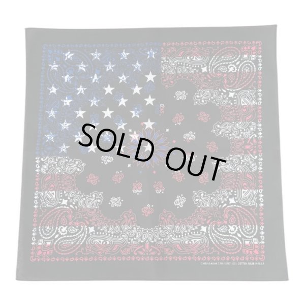 画像1: BANDANNAS  バンダナ　MADE IN U.S.A.　　ブラックペイズリーフラッグ (1)