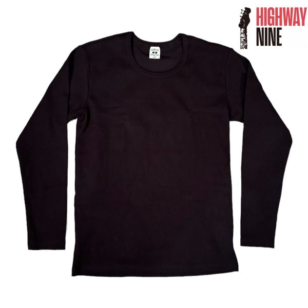 画像1: HIGHWAY NINE　ハイウェイナイン　U-NECK RIB　L/S　Tee　ＢＬＡＣＫ　ブラック (1)