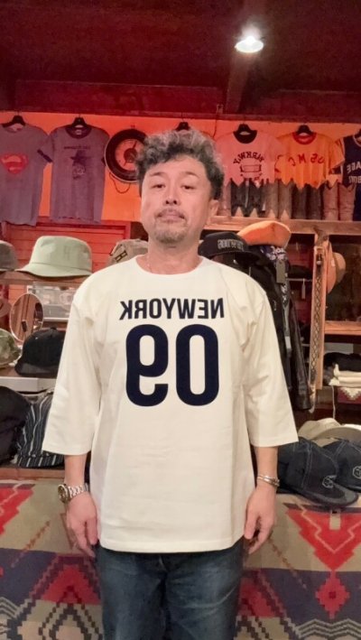 画像1: HIGHWAY NINE　ハイウェイナイン　 10/-TENJIKU ROUGH FIT FOOT BALL PRINT TEE　NEW YORK　WHITEホワイト/BLACKブラック