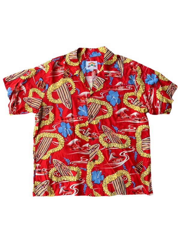 80s〜90s ハワイ製　レーヨンアロハシャツ　パイナップルジューストップス